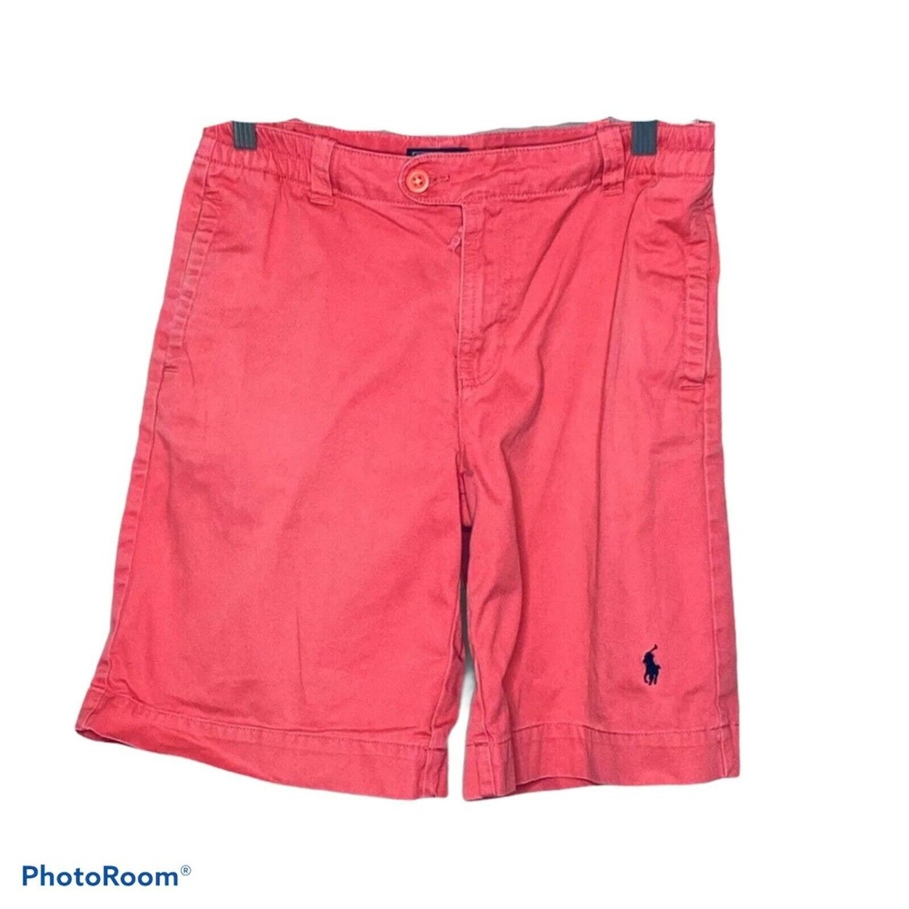Polo Ralph Lauren Boys Shorts 16 Preppy Pink Salmon Cotton Adjustable Waist‎